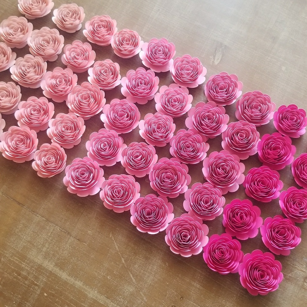 Mini paper flowers shadow box
